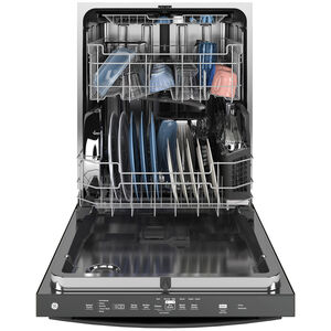 GE 24 in. Top Control Flush-Mount Dishwasher with 45 dBa Sound Level, 3rd-Rack & Dry Boost - Black, Black, hires
