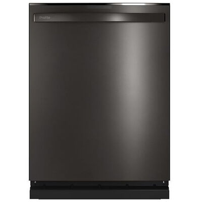 GE Profile 24 in. Built-In Dishwasher with Top Control, 16 Place Settings, 5 Wash Cycles & Sanitize Cycle - Black Stainless | PDT715SBNTS