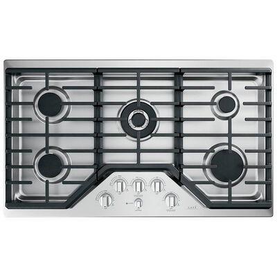Cafe 36 in. Natural Gas Cooktop with 5 Sealed Burners & Griddle - Stainless Steel | CGP95362MS1