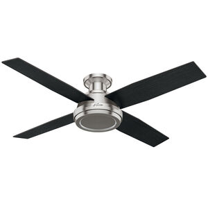 Hunter Dempsey 52 in. Low Profile Ceiling Fan and Handheld Remote - Brushed Nickel, Brushed Nickel, hires