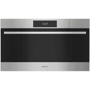 Wolf E Series 30 in. 2.4 cu. ft. Electric Wall Oven with Dual Convection & Steam Clean - Stainless Steel, , hires