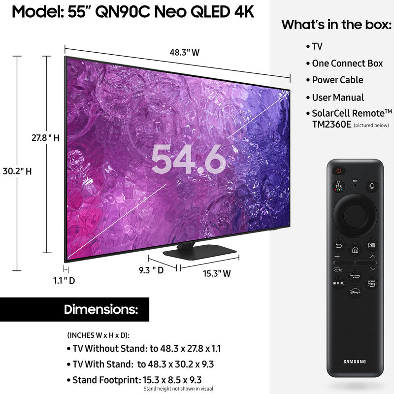 Samsung - 55" Class QN90C Series Neo QLED 4K UHD Smart Tizen TV, , hires