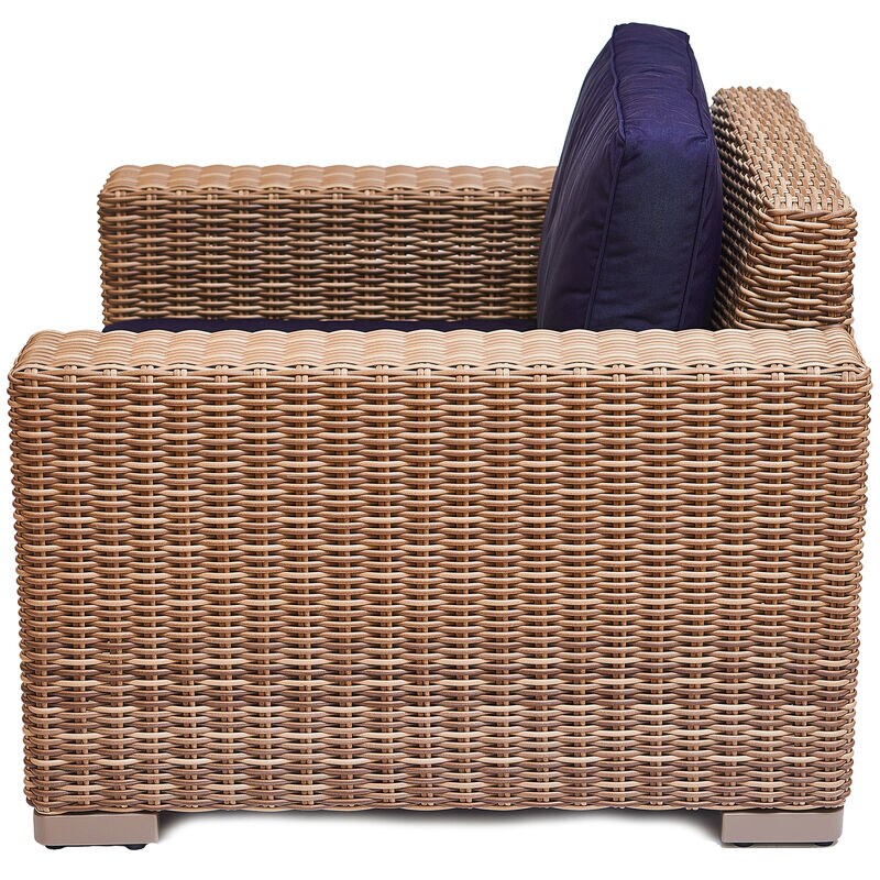 Marie Albert Home Rutherford Rattan Outdoor Lounge Arm Chair - Navy Blue/Brown, , hires