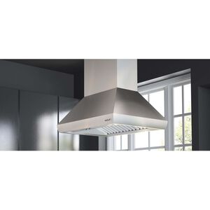 Wolf 36 in. Chimney Style Range Hood, Ducted Venting & 2 Halogen Lights - Stainless Steel, , hires