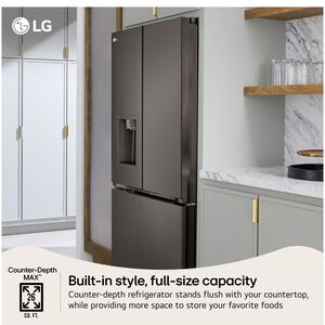 LG 36 in. 25.5 cu. ft. Smart Counter Depth French Door Refrigerator with Ice & Water Dispenser - PrintProof Black Stainless Steel, PrintProof Black Stainless Steel, hires