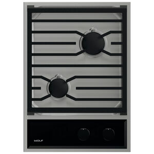 Wolf Transitional Series 15 in. 2-Burner Natural Gas Cooktop with Simmer Burner - Stainless Steel, , hires