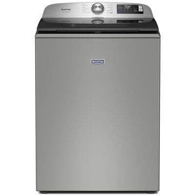 Maytag Pet Pro 27 in. 5.2 cu. ft. Smart Top Load Washer with Agitator & Sanitize with Oxi - Classic Silver | MTW7405RR