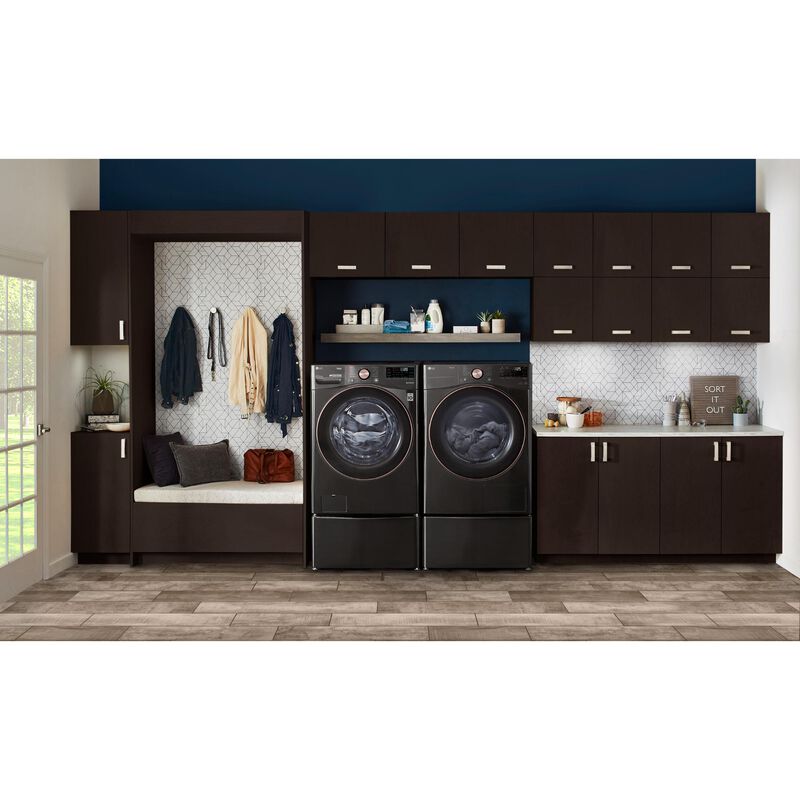 LG 27 in. 7.8 cu. ft. Smart Stackable Ventless Electric Dryer with Dual Inverter Heat Pump & AI Sensor Dry - Black Steel, , hires