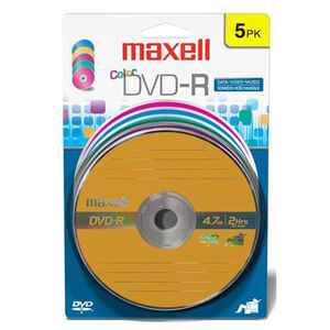 Maxell 638033 4.7 GB DVD-RS (5 Pack, Color Carded), , hires