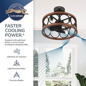 Hunter Haven Fandelier 22 in. Ceiling Fan with Light Kit and Handheld Remote - Matte Black/Walnut, , hires