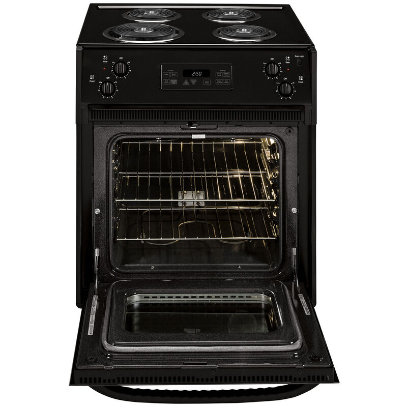 GE 27 in. 3.0 cu. ft. Oven Drop-In Electric Range with 4 Coil Burners - Black, Black, hires
