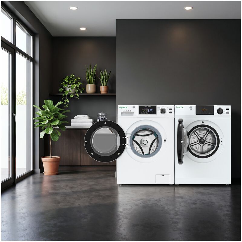 Equator Advanced 24 in. 2.47 cu. ft. Electric Front Load Laundry Center with Sensor Dry, Pet & Sanitize Cycle - White, , hires