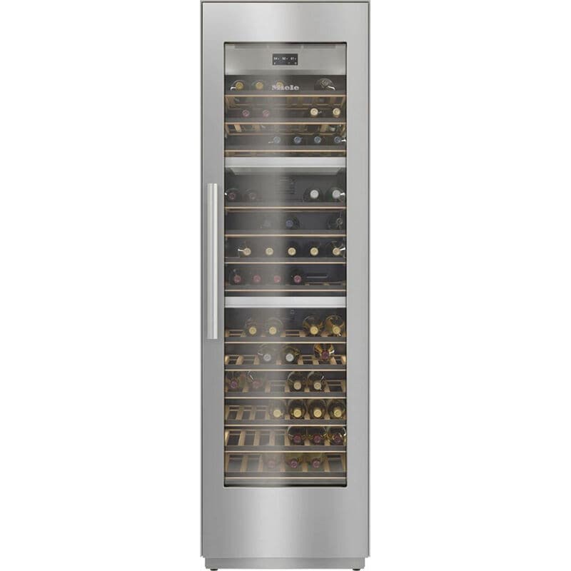 Miele MasterCool Series 24 in. Built-in Smart Wine Conditioning Unit with Wood Racks, Multi-Temperature Zones & 104 Bottle Capacity - Stainless Steel, , hires