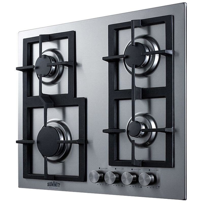 Summit 24 in. 4-Burner Natural Gas Cooktop with Power Burner - Stainless Steel, , hires