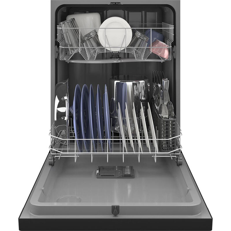 GE 24 in. Front Control Flush-Mount Dishwasher with 59 dBa Sound Level, Dry Boost & Pocket Handle - Black, Black, hires