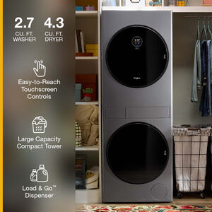 Whirlpool 24 in. 2.7 cu. ft. Electric Front Load Ventless Heat Pump Laundry Center with Sanitize Cycle & Sensor Dry - White, , hires