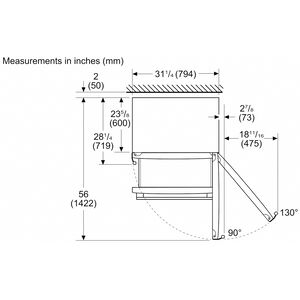 Bosch 100 Series 33 in. 17.2 cu. ft Counter Depth Bottom Freezer Refrigerator with Ice Maker - Stainless Steel, , hires