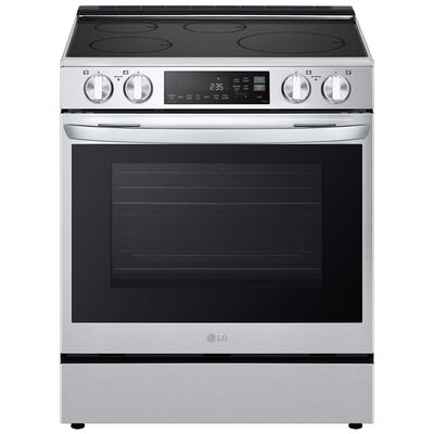 LG 30 in. 6.3 cu. ft. Smart Air fry Convection Oven Slide-In Electric Range with 4 Induction Zones - PrintProof Stainless Steel | LSIL6334FE