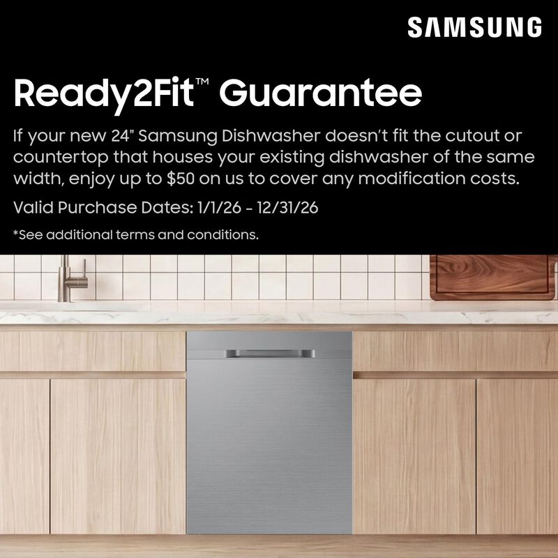 Samsung 24 in. Top Control Flush-Mount Dishwasher with 48 dBA Sound Level, 3rd- Rack, AutoRelease Door Drying & Pocket Handle - Fingerprint Resistant Stainless Steel, , hires