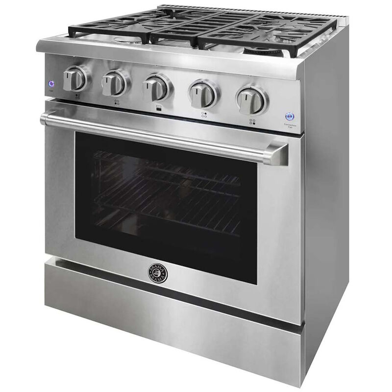 Brama 30 in. 4.2 cu. ft. Convection Oven Freestanding Natural Gas Range with 4 Sealed Burners - Stainless Steel, , hires