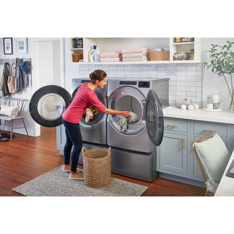 Whirlpool 27 in. 7.4 cu. ft. Electric Dryer with 36 Dryer Programs, 5 Dry Options, Sanitize Cycle, Wrinkle Care & Sensor Dry - Chrome Shadow, Chrome Shadow, hires