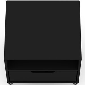 Manhattan Comfort Rockefeller Mid-Century Modern 1-Drawer Nightstand Black, Black, hires