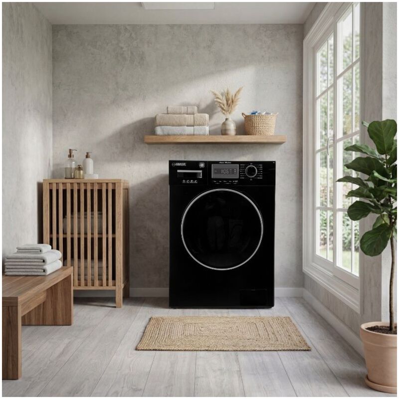 Equator Compact 24 in. 1.57 cu. ft. Stackable Front Load Washer with Pet & Sanitize Cycle - Black, , hires