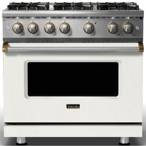 Viking 5 Series 36 in. 5.1 cu. ft. Standard Convection Gas Range with 6 Sealed Burners - Pure White, , hires