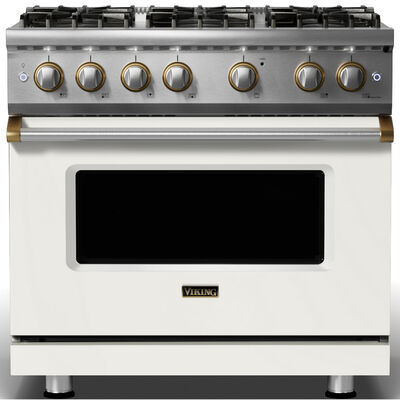 Viking 5 Series 36 in. 5.1 cu. ft. Standard Convection Gas Range with 6 Sealed Burners - Pure White | VGR5366PWBBL