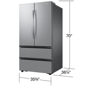 Samsung 36 in. 30.8 cu. ft. Smart 4-Door French Door Refrigerator with Double Freezer and Internal Water Dispenser - Fingerprint Resistant Stainless Steel, , hires