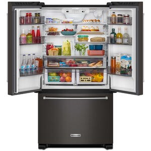 KitchenAid 36 in. 20 cu. ft. Counter Depth French Door Refrigerator with Internal Water Dispenser - Fingerprint resistant Black Stainless, Fingerprint Resistant Black Stainless, hires