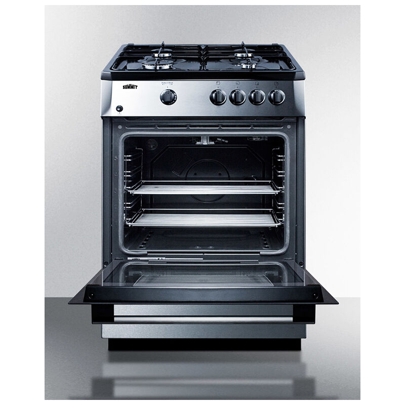 Summit 24 in. 2.5 cu. ft. Gas Range with 4 Sealed Burners - Stainless Steel, , hires