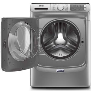 Maytag 27 in. 5.0 cu. ft. Smart Stackable Front Load Washer with Extra Power, 24-Hr Fresh Hold Option, Sanitize & Steam Wash Cycle - Metallic Slate, Metallic Slate, hires