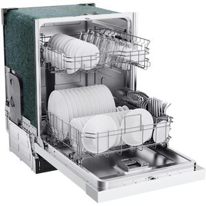 Midea 24 in. Front Control Flush-Mount Dishwasher with 52 dBA Sound level, Auto Open Door & Pocket Handle - White, , hires