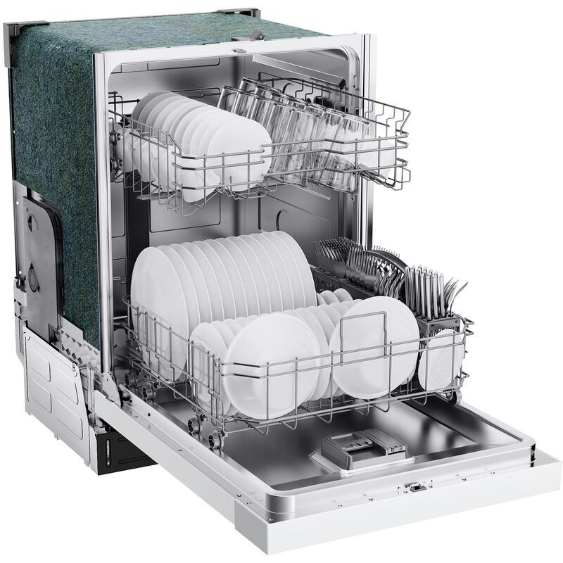 Midea 24 in. Front Control Flush-Mount Dishwasher with 52 dBA Sound level, Auto Open Door & Pocket Handle - White, , hires