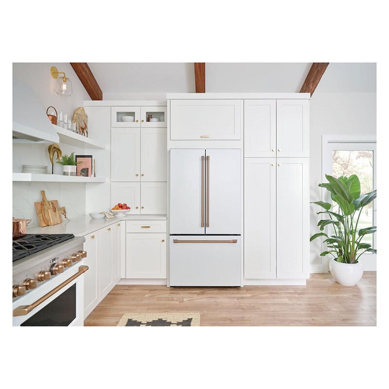 Cafe 36 in. 23.1 cu. ft. Smart Counter Depth French Door Refrigerator with Internal Water Dispenser - Matte White, Matte White, hires