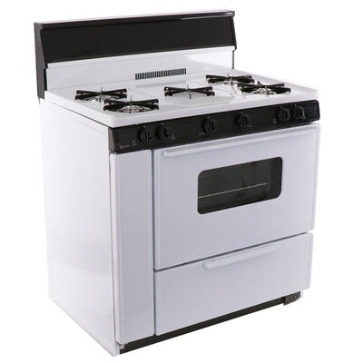 Premier 36 in. 3.9 cu. ft. Oven Freestanding Gas Range with 5 Open Burners & Griddle - White | BLK5S9WP