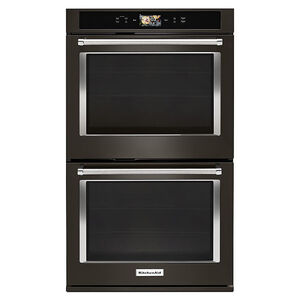 KitchenAid 30" 10.0 Cu. Ft. Electric Smart Double Wall Oven with True European Convection & Self Clean - Black Stainless Steel with PrintShield Finish, , hires