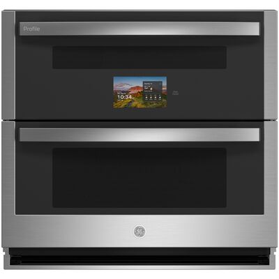GE Profile 30 in. 5.0 cu. ft. Smart Front Control Electric Double Wall Oven with True European Convection - Stainless Steel | PTS9200SZSS
