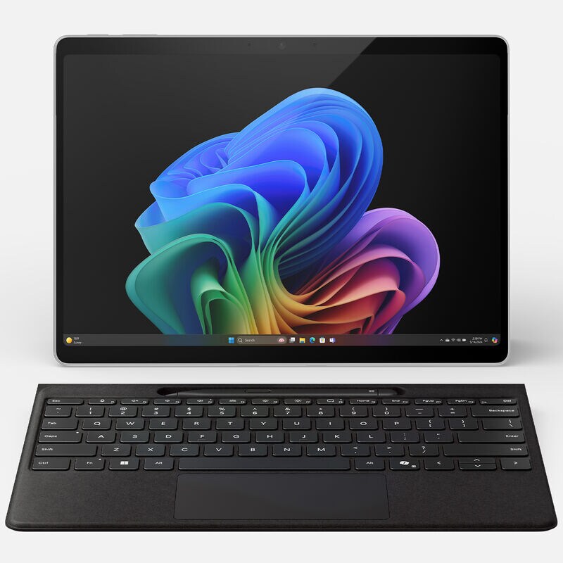 Microsoft Surface Pro 13 in. 2-in-1 Touchscreen Notebook with Copilot+PC, Snapdragon X Elite CPU, Qualcomm Adreno GPU, 32 GB RAM, 1 TB SSD, up to 14 Hrs. of Battery Life & Windows 11 Home - Platinum, , hires