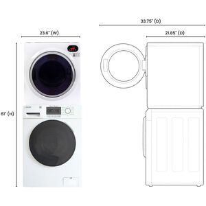 Equator Compact 24 in. 1.57 cu. ft. Electric Front Load Laundry Center with Sensor Dry, Pet & Sanitize Cycle - White, , hires