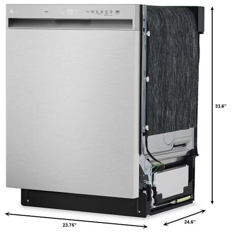 LG 24 in. Front Control Dishwasher with 50 dBa Sound Level, Dynamic Dry & Pocket - Stainless Steel, , hires