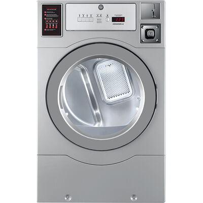 Crossover Commercial Laundry 27 in. 7.0 cu. ft. Bottom Control Stackable Electric Dryer with Coin Operation & OPL/Card Ready - Stainless Steel | DLHS0817E