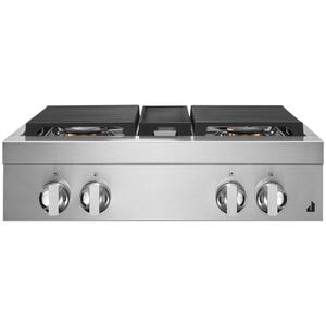 JennAir Noir 30 in. 4-Burner Natural Gas Rangetop with Simmer Burner & Power Burner - Stainless Steel, , hires