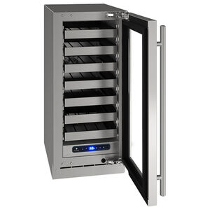 U-Line 5 Class Series 15 in. Undercounter Built-In/Freestanding Wine Cooler with Single Zone & 28 Bottle Capacity - Stainless Steel, , hires