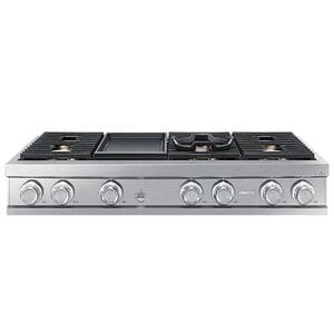 Dacor 48 in. 6-Burner Smart Natural Gas Rangetop with Griddle, Simmer Burner & Power Burner - Stainless Steel, , hires