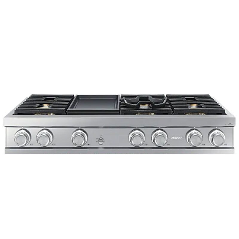 Dacor 48 in. 6-Burner Smart Natural Gas Rangetop with Griddle, Simmer Burner & Power Burner - Stainless Steel, , hires