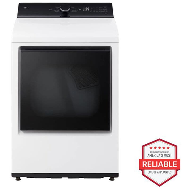 LG 27 in. 7.3 cu. ft. Smart Electric Dryer with EasyLoad Door & AI Sensor Dry - Alpine White, Alpine White, hires