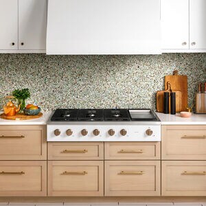 Cafe 48 in. 6-Burner Natural Gas Rangetop with Griddle, Simmer Burner & Power Burner - Matte White, Matte White, hires