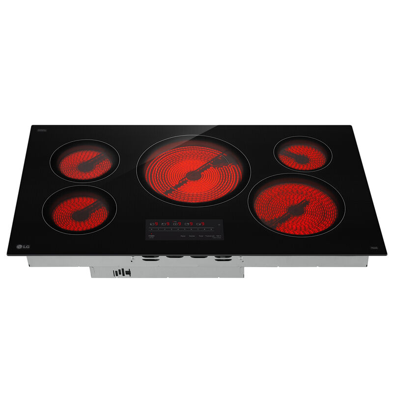 LG 36 in. 5-Burner Smart Electric Cooktop with Simmer Burner & Power Burner - Black, , hires